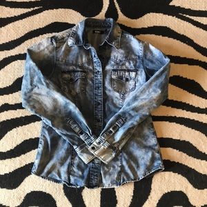 CRUEL GIRL denim western snap shirt